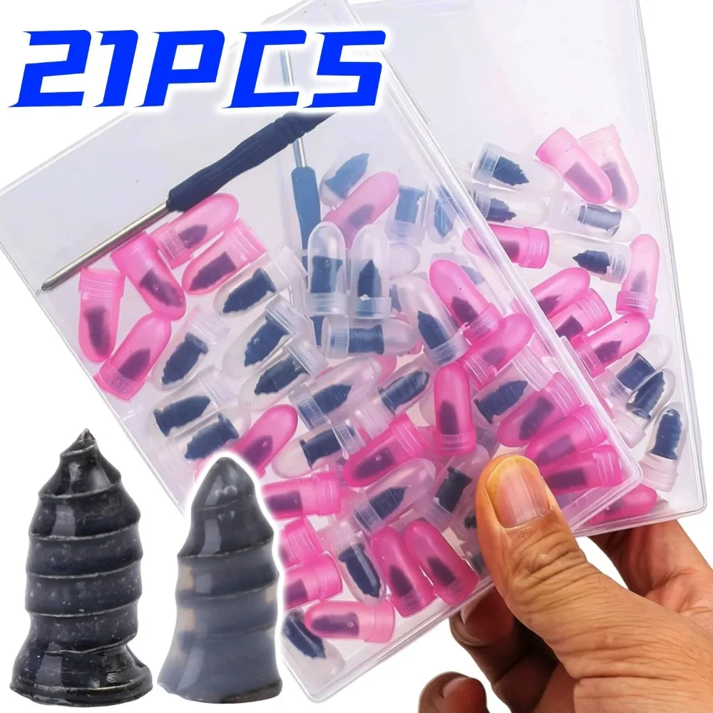 

21-41pcs Tire Repair Tool Black Soft Rubber Nail Vacuum Tyre Nails Self-Tapping Screw Tire Puncture Repair Car Motorcycle Repair