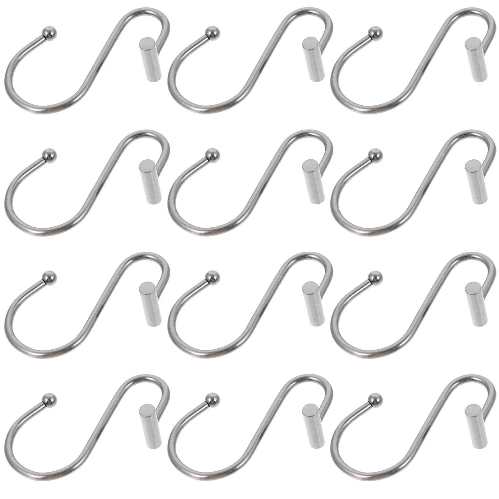 12 قطعة خطاف اسطوانة معدنية S-شكل مقاومة للتآكل للحمام دش الستار ديكور المنزل شماعات حديدية #4