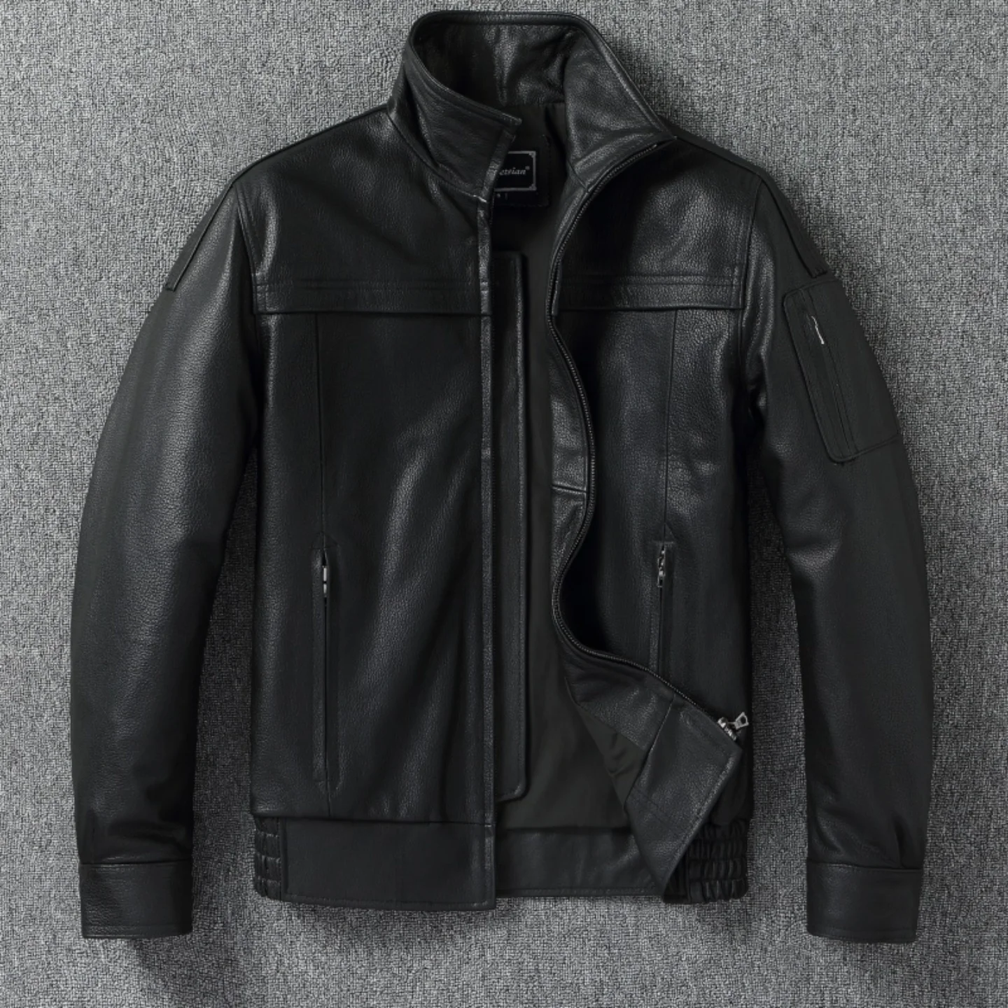 

Черная кожаная куртка, мужская натуральная коровья куртка, мужская весенне-осенняя повседневная мужская одежда, рабочая деловая повседневная винтажная куртка