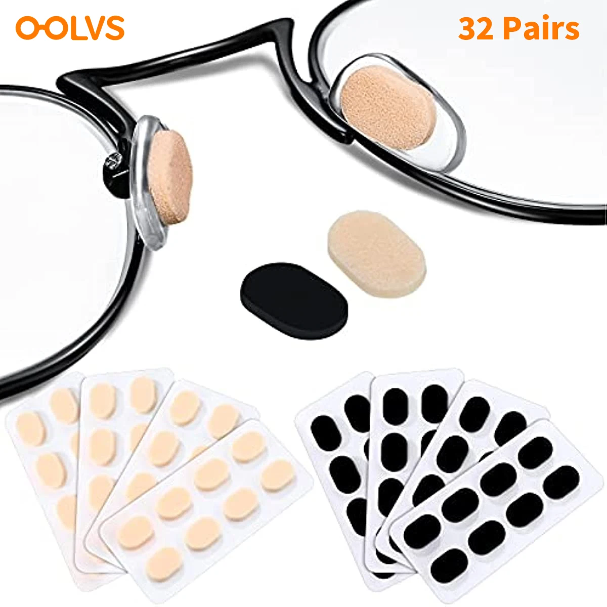 32 Pairs OOLVS Soft Foam Nose Pads Self Adhesive Non-Slip Eyeglass Nose Pads, Thin Nosepads for Eyeglasses Sunglasses Glasses