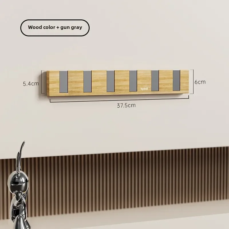 

Walnut Wood Grain Piano Key Decorative Row Hooks - Adhesive Wall Mount for Bags & Keys, No-Drill Hanging Organizer