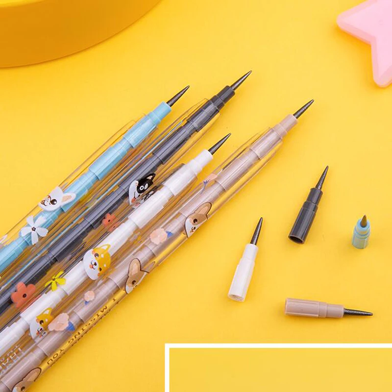 Kawaii Welpen Hunde Muti-Heads Bleistifte mit Radiergummi Kinder Schreiben Constant Bullet Bleistifte Briefpapier – Detail 1