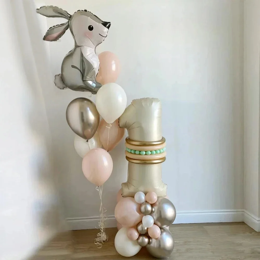 

32pcs 32Inch 1-9 Cream Number Balloons Set Easter Rabbit Foil Helium Ball Kids Birthday Baby Shower Wedding Party Decoration