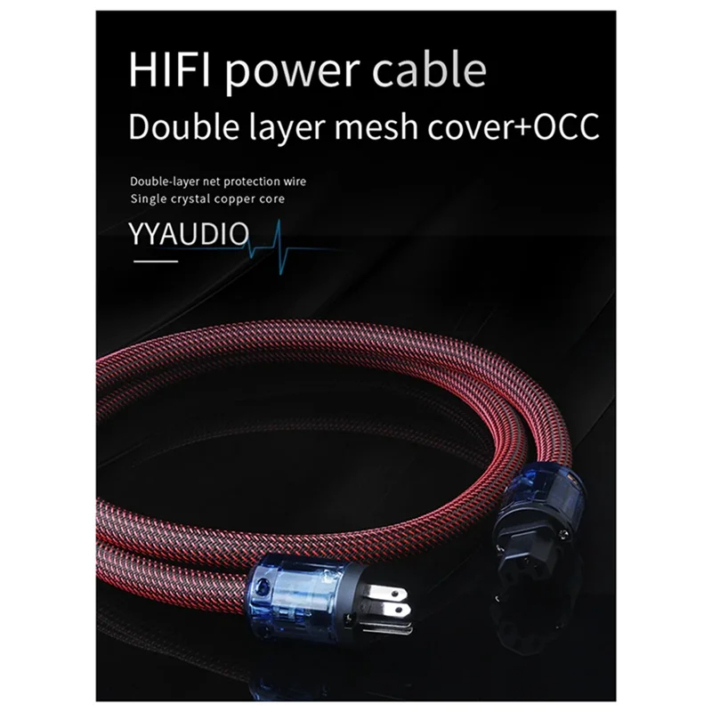 Oxygen-Free Copper Hi-Fi Power Cord, Hifi Audio CD Player/Tube Player/Power Amplifier Connection Cable US Plug-Y18A