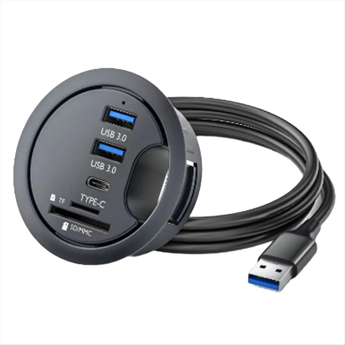 A85P USB HUB 3.0 Mount in Desk Docking Station with Multi USB 3.0 Adapter SD/TF Card Reader Desktop Organizer USB Splitter