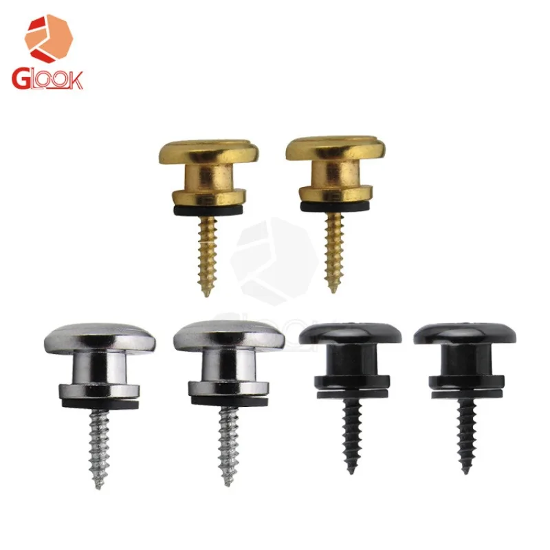 Mushroom Head Guitar Strap Buckle Bass Button Acoustic Electric Guitar Strap Staples Tail Clips - Set of 6
