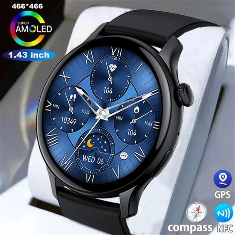 

2025 New Smart Watch Men AMOLED 1.43" BT Call Health Monitoring Always on Display Men Women Tracking Fitness Sports Smartwatch