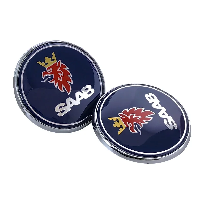 68mm 2 3 Pins SAAB Car Front Hood Bonnet Logo Rear Trunk Bumper Badge For SAAB 9 3 9 5 9-3 9-5 SAAB Emblem Sticker Accessories