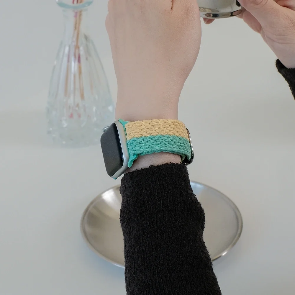 Красивый эластичный нейлон для женского ремешка Apple Watch серии 10/9/8/7/6/5/4/3 38 мм 40 мм 41 мм 42 мм 44 мм 45 мм 46 мм. 49 мм для ремешка iwatch