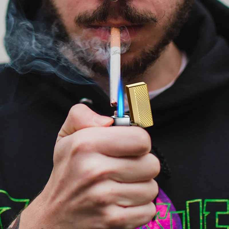 

Newest Steel Sound Cigar Igniter Metal Inflatable Blue Fire Lighter Windproof Open Flame Cigarette Lighters & Smoking Accessorie