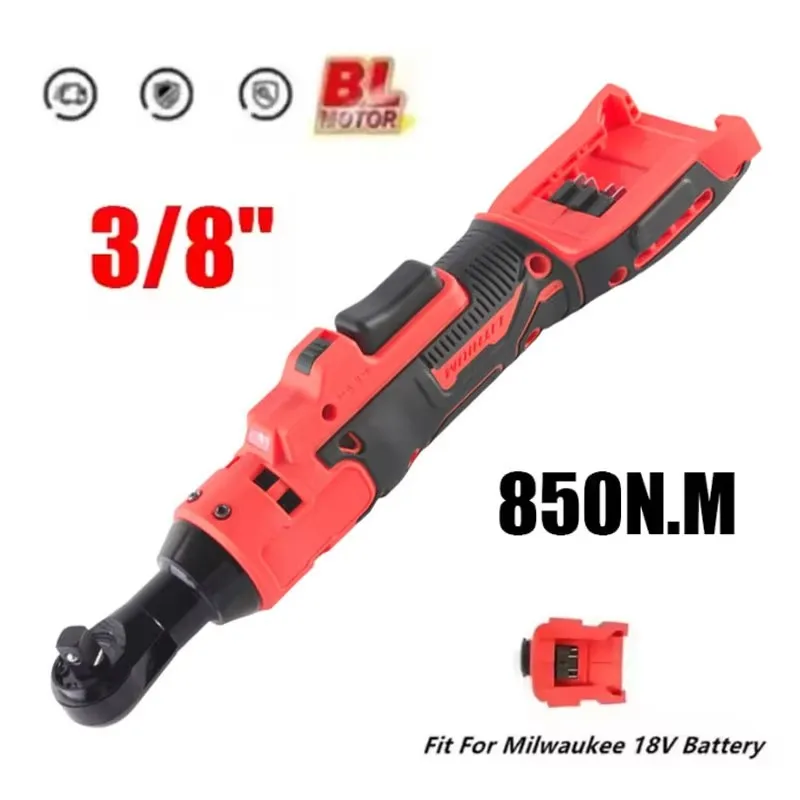 

For Milwaukee 18V Battery Electric Ratchet Wrench 3/8" Cordless Driver 850N.M Removal Screw Nut with LED Repair Power Tools