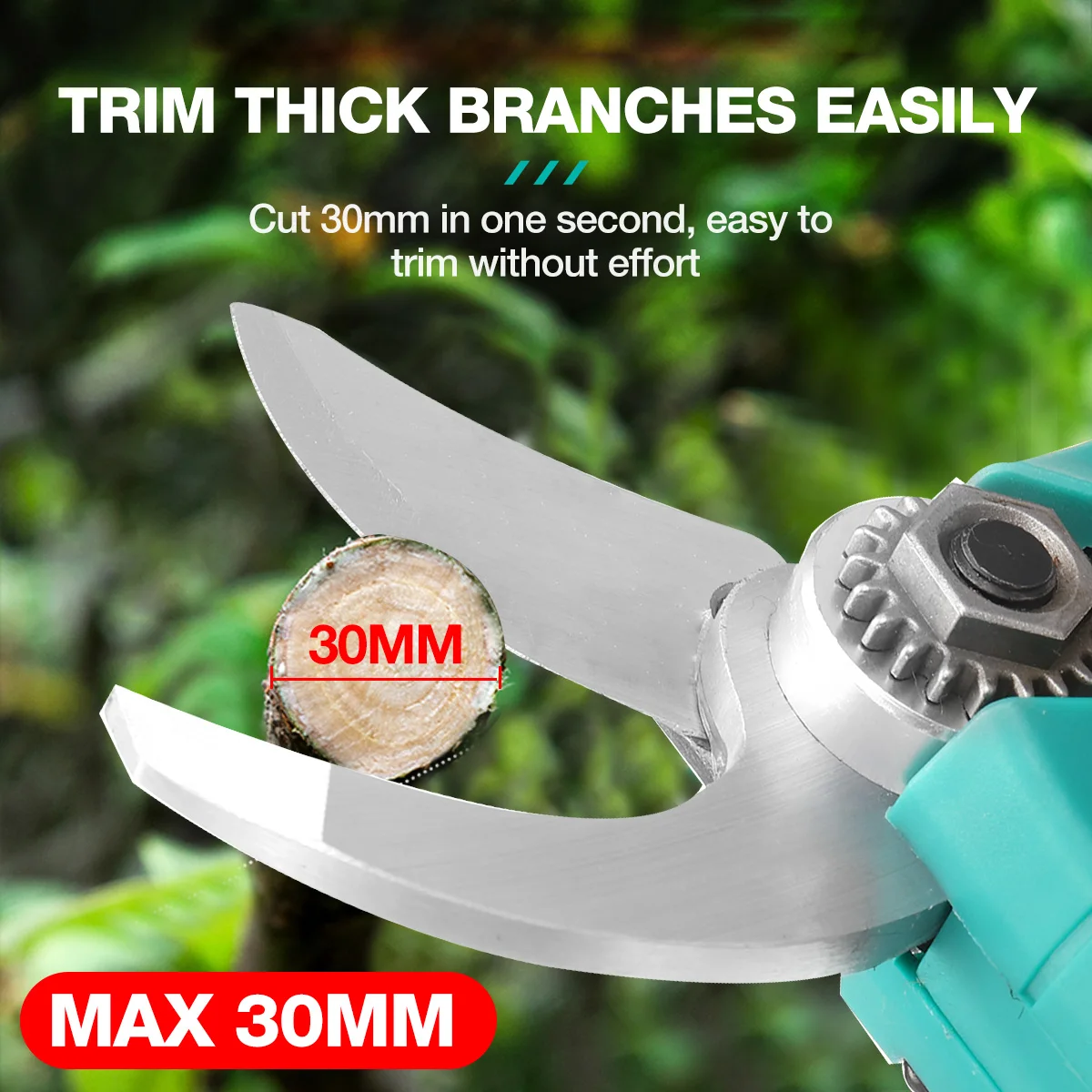 VIOLEWORKS 30mm Cordless Electric Pruning Shears Garden Fruit Tree Bonsai Cordless Electric Garden Scissors Handheld Garden Tool