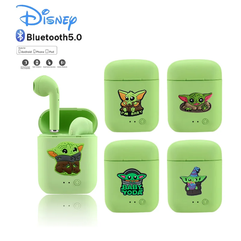 Disney-yodaワイヤレスヘッドセット,充電ケース付きイヤホン,Bluetooth 5.0,マット,マカロン,ハンズフリー,tws i7 mini 2