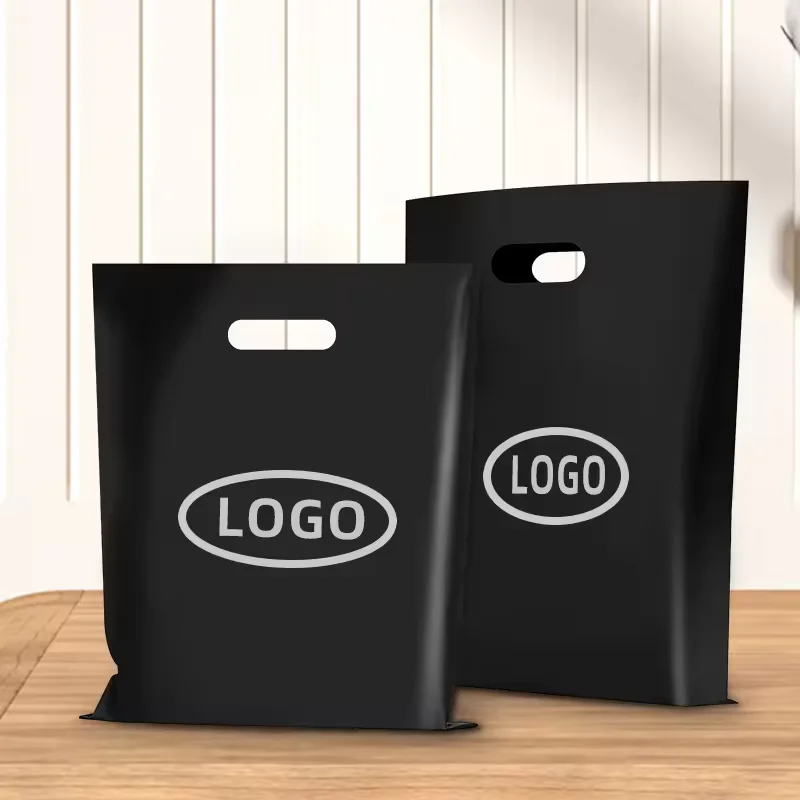 500pcs/Lot Wholesale for Business Custom Logo Printed Compostable Plastic Waterproof for Handle Clothes Gifts Shopping Bags