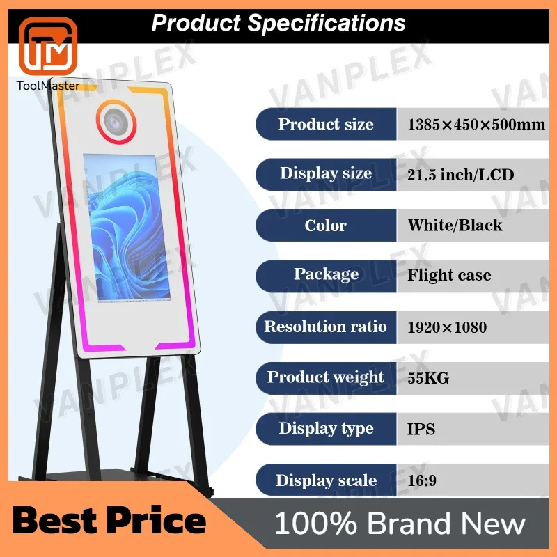 

【Hot Sale】【Hot Sale】Portable Glass Photo Booth For Events 32 Or 43 Inch Full Body Touch Screen With Secure Flight Case Packaging