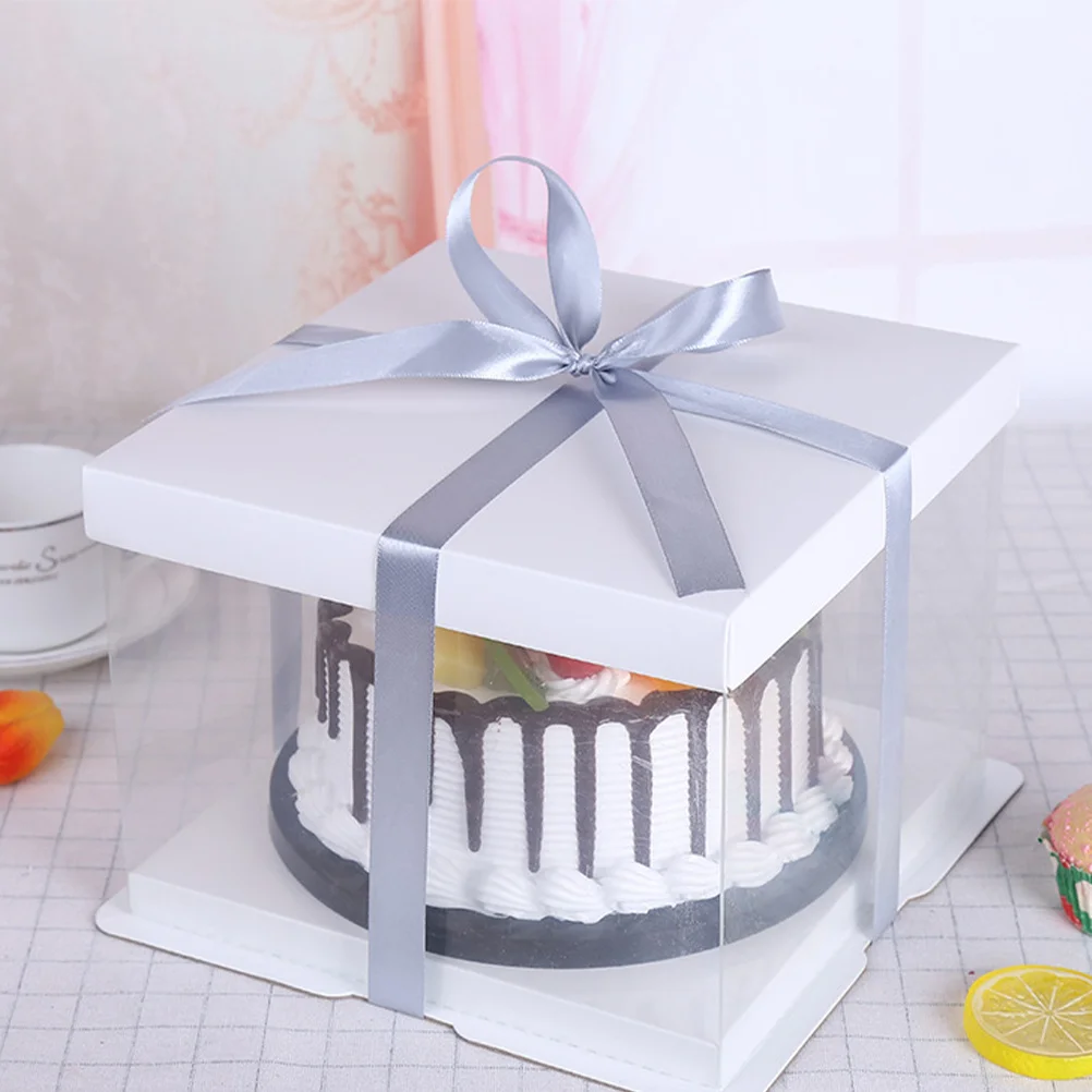 Transparent Square Cake Box 8 Inch Colored Bakery Packaging Food Crisper For Home Dessert Shop Storage