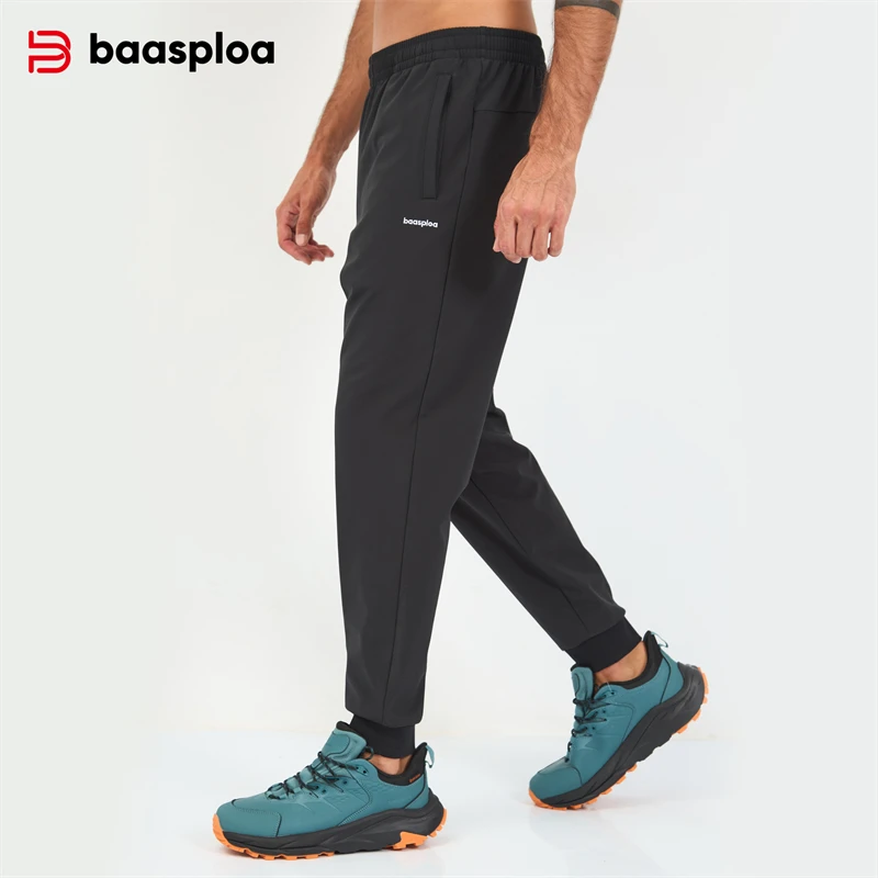 Baasploa Men Sport Pants Plush Warm Sweatpants Male Autumn Winter Velvet Casual Trousers Jogging Outdoor Clothing Zipper Pocket