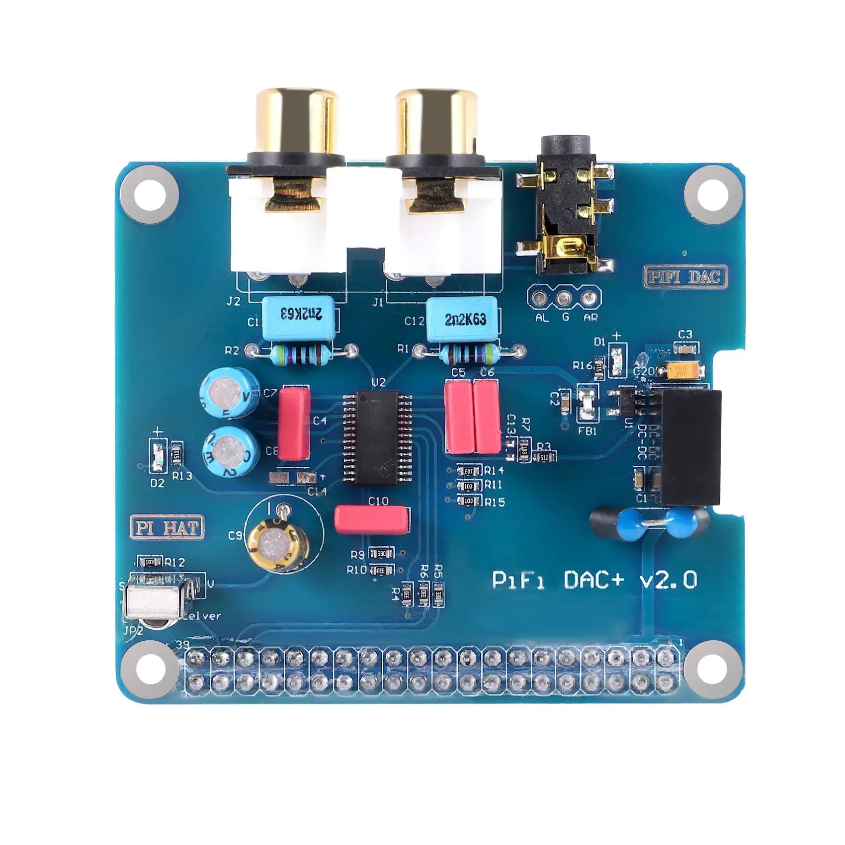 ABDW-PIFI Digi DAC+ HIFI DAC Audio Sound Card Module I2S Interface For Raspberry Pi 3 2 Model B B+ Digital Audio Card Pinboard V view 5