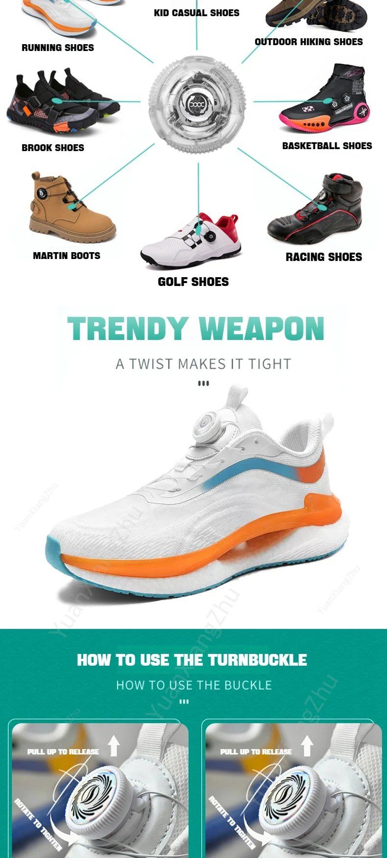 1 Paar automatische Schnürsenkel für Sneaker, mit drehbarer Schnalle, ohne Schnürsenkel, für Erwachsene und Kinder, bequeme Schnürsenkel ohne Schnürung, Schuhzubehör, Neu. – Detail 2