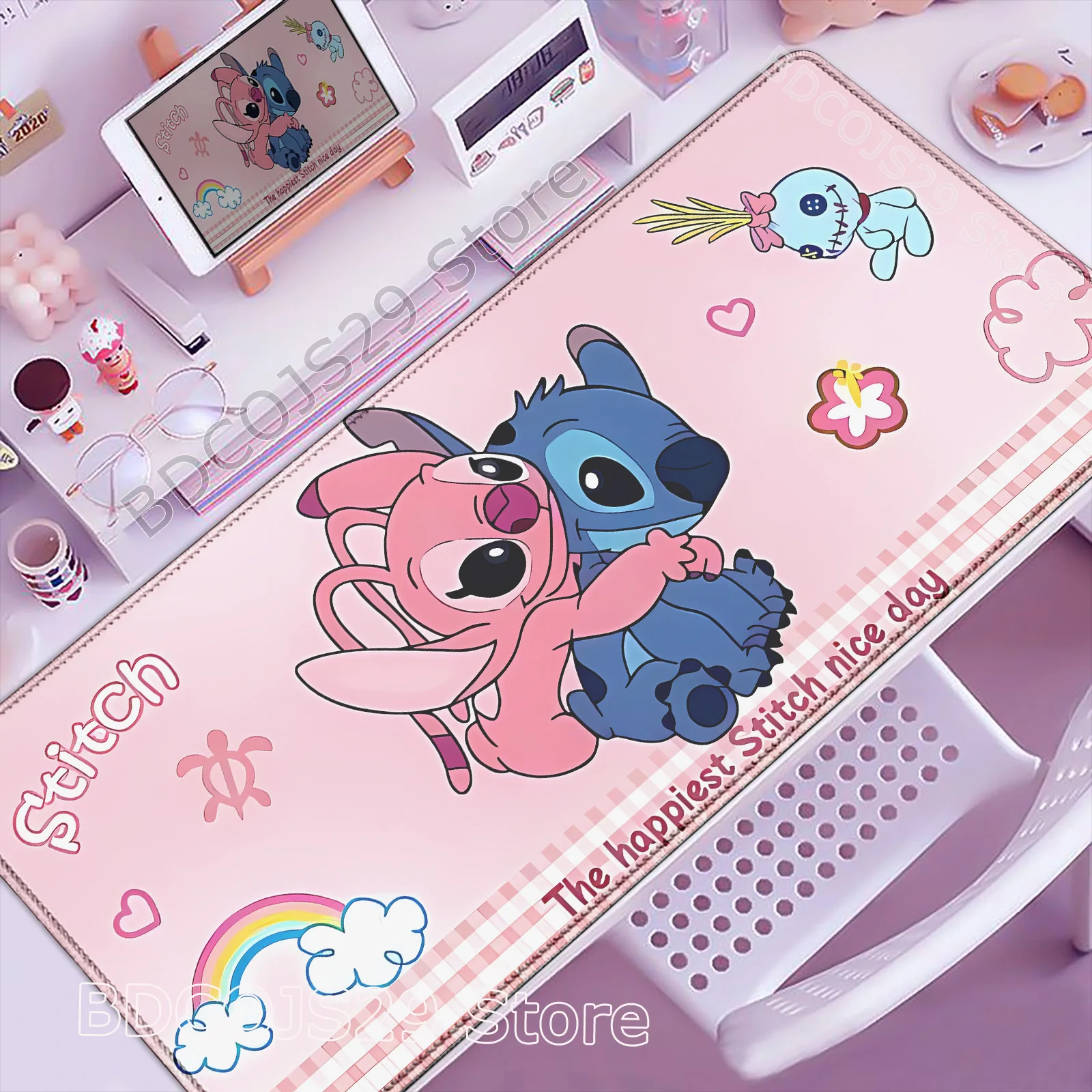 HD Printing Lovely Stitch Mouse Pad Cute Anime Large PC Desk Mat Cartoon Gaming Protector Office Laptop Non Slip Cabinet Carpet