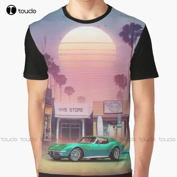 Synthwave Sunset Drive Graphic T-Shirt Digital Printing Tee Shirts Streetwear Xxs-5Xl New Popular Unisex Christmas Gift