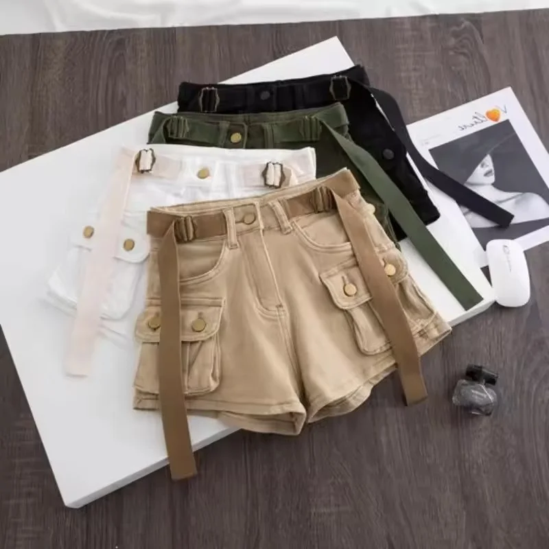 

2026 Summer New Overalls Denim Shorts Pants Women's Retro Washed Denim Shorts with High Waist and Slim Casual Woman Pants