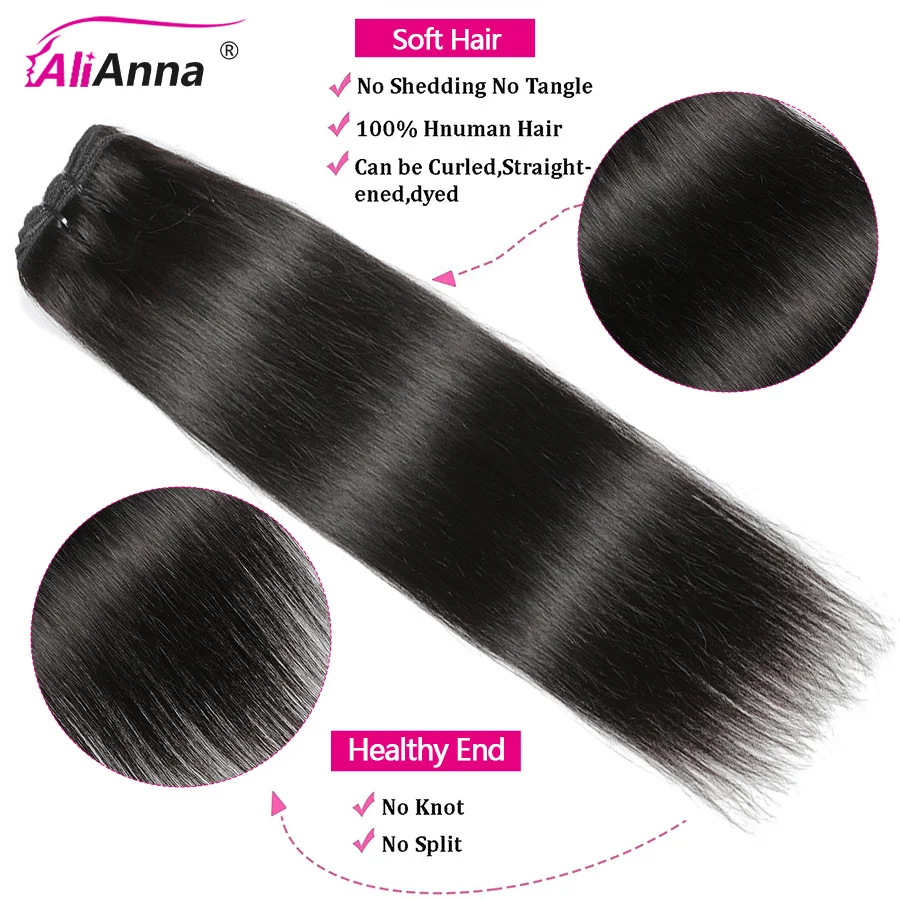 Extensión de cabello humano con Clip recto, Clips de cabello humano brasileño sin procesar, 120g por juego, sin costuras