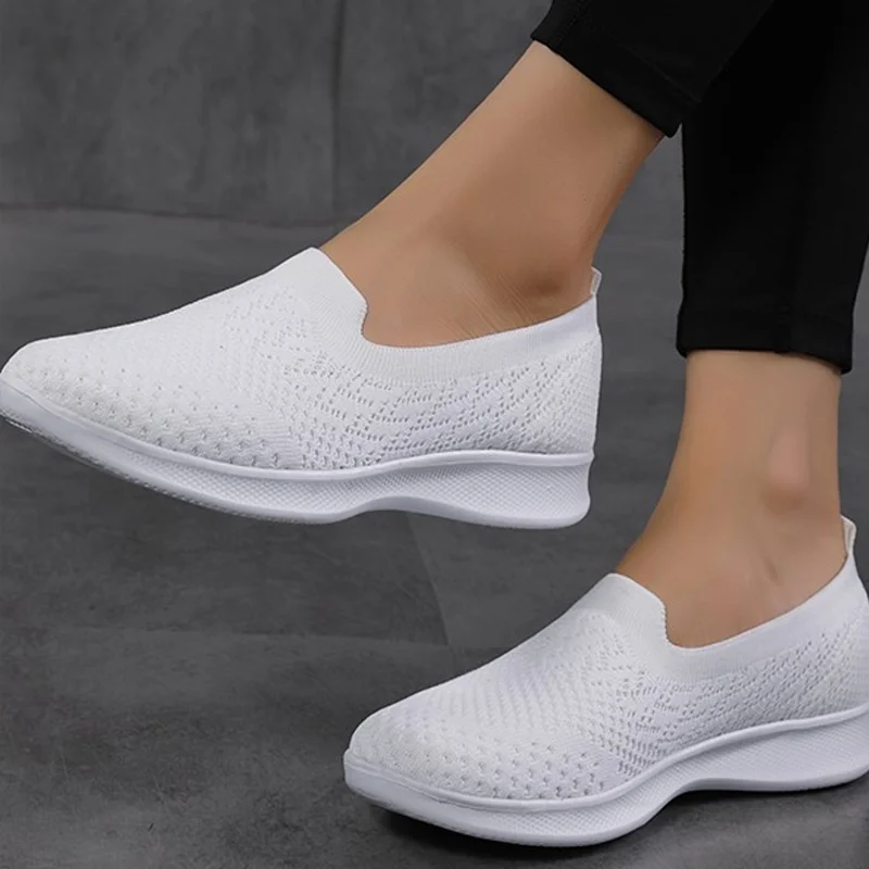 Chaussures de Marche Plates et Légères pour Femme, Baskets Souples et Respirantes à Enfiler, Souliers Décontractés à Plateforme, Livraison Directe, 2024