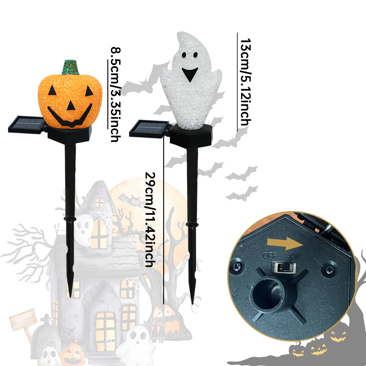 1pc Halloween Decorative Stake Lights Rice Ghost & Pumpkin Outdoor Garden Pathway Light For Home Garden Yard Patio Passage Decor