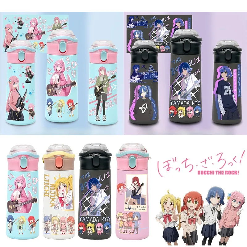 

500мл Bocchi The Rock! Термос большой емкости из нержавеющей стали 304, студенческая термочашка, модная спортивная чашка для воды с героями мультфильмов, подарок для фанатов