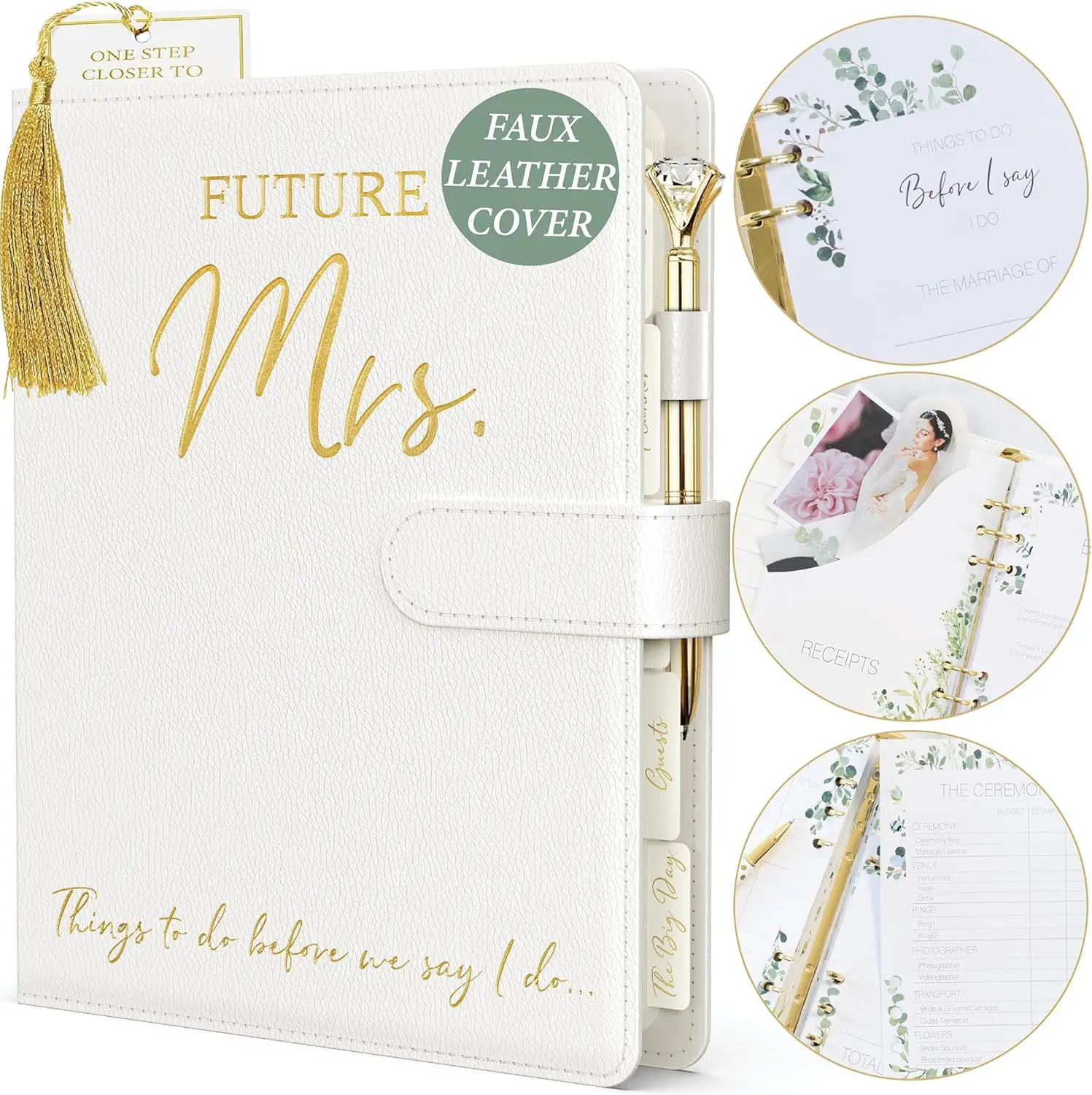 

Future Mrs Wedding Planner Book & Organizer 2025-26 with Pen, Stickers & Countdown Calendar - USA Design