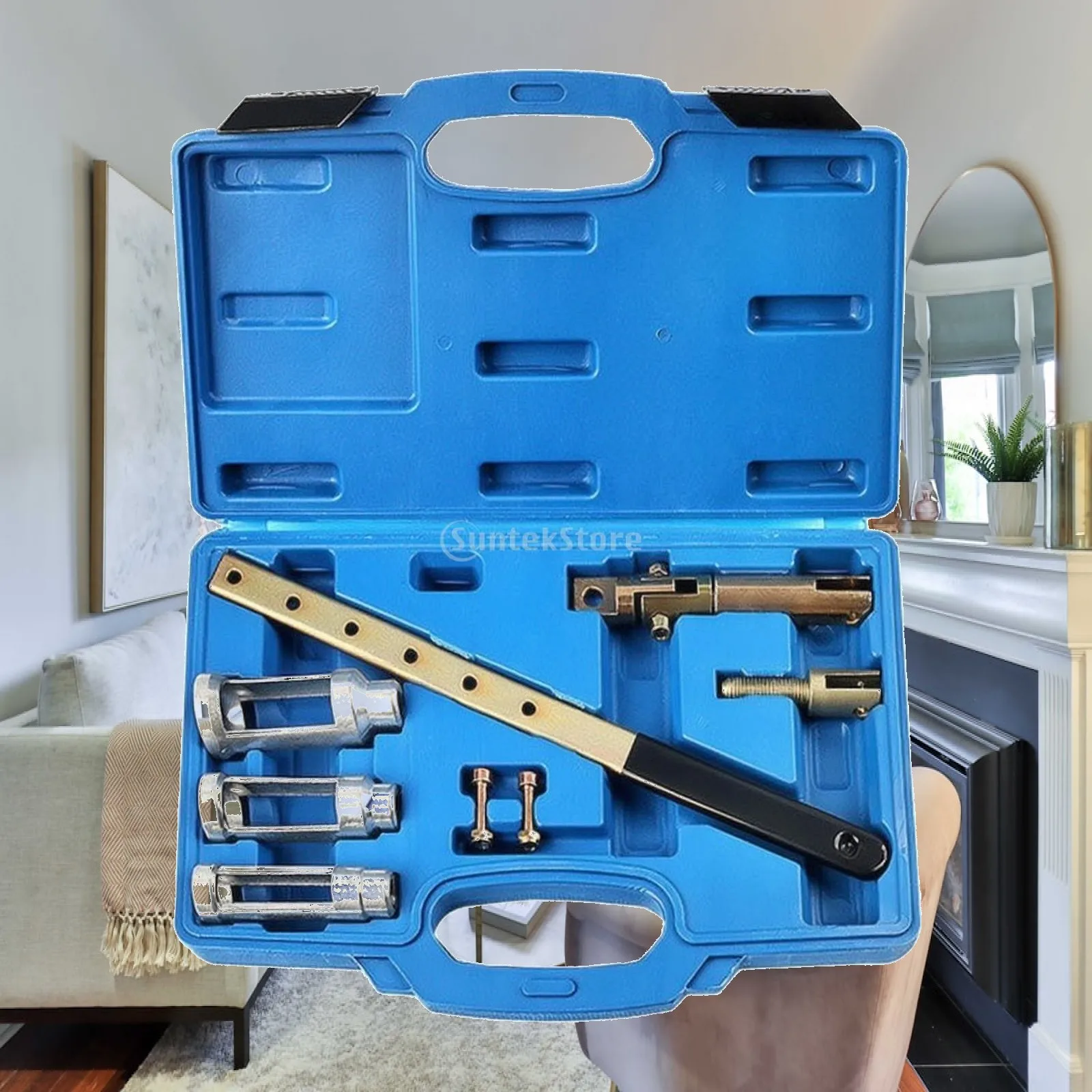 Compact Valve Spring Compressor Set for Engine Repair with Adjustable Foot and Case