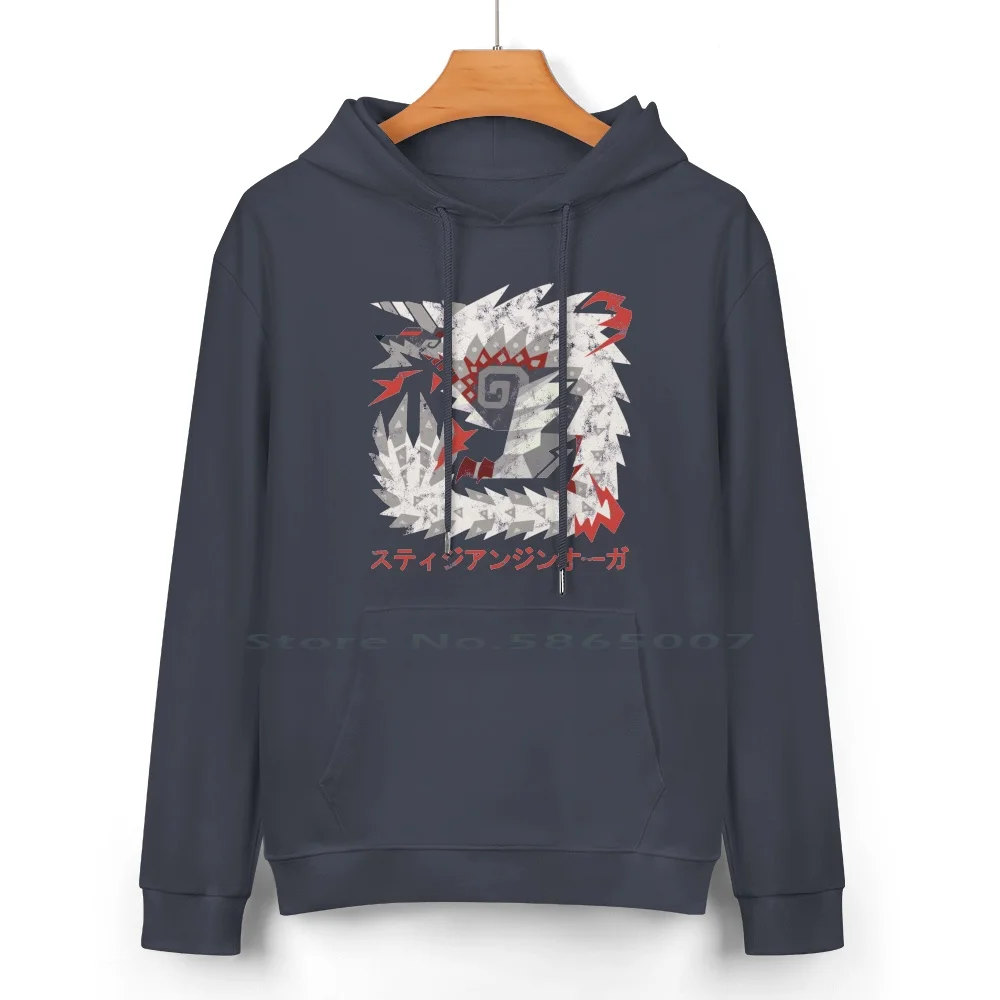 Monster Hunter World Iceborne Stygian Zinogre Kanji Cotton Hoodie Sweater 24 Colors Monster Hunter World Stygian Zinogre Kanji