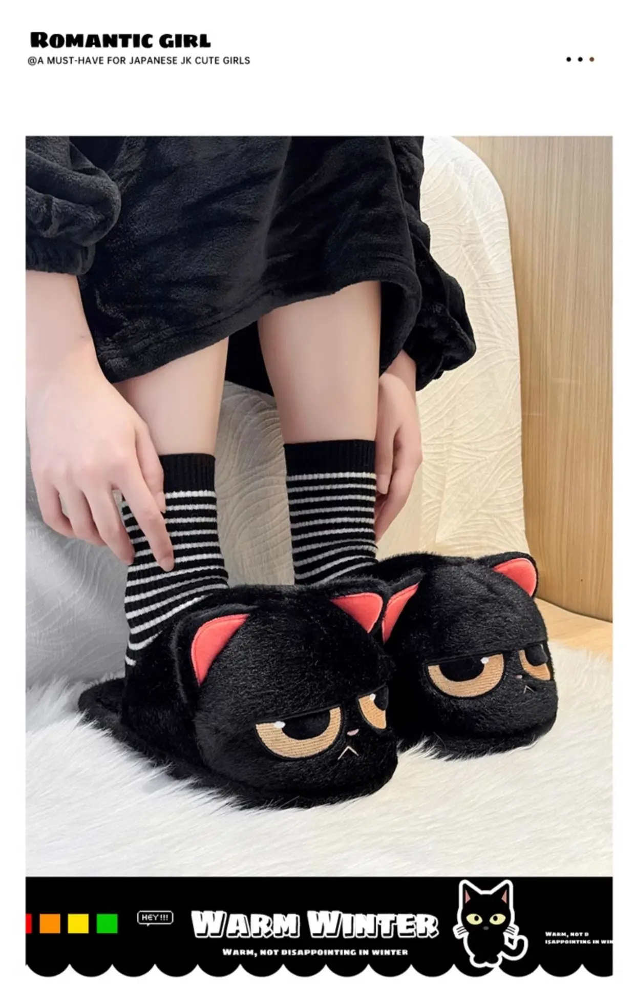 Neue lustige Kätzchen-Hausschuhe für Damen, Winter-Tier-Designer-Slides, Hausschuhe, Heim-Slipper, Damen-Big-Head-Katzen-Flipper-Bodenschuhe – Detail 13