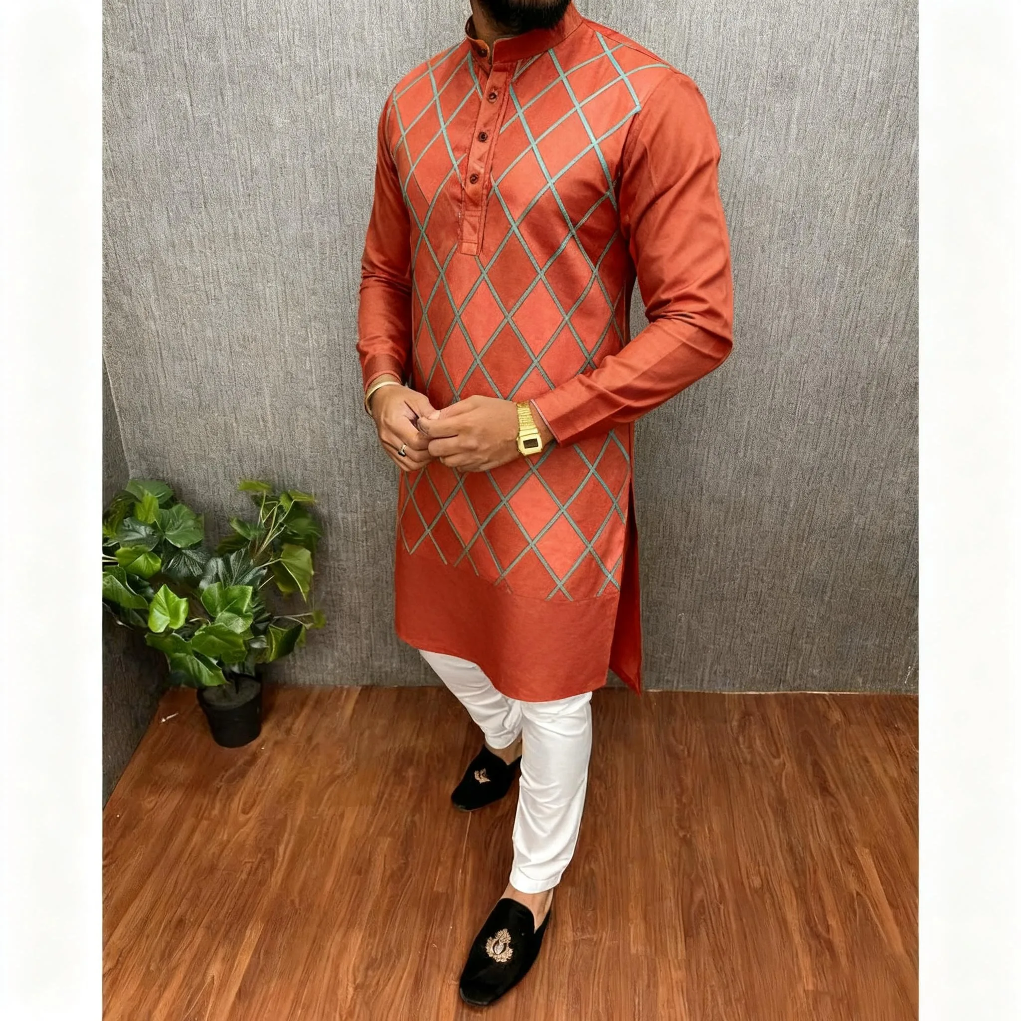 National Style Men Digital Printed Kurta Vardha Regular Mandarin Long Suitable Gandoura Homme Marocaine Khamiis Muslim Men
