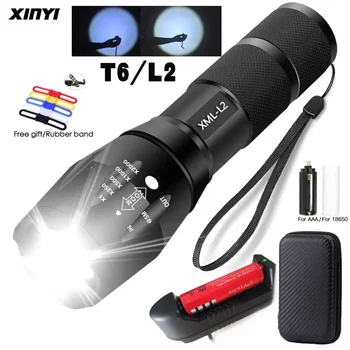 Lampe de poche aste à LED, étanche, 5modes, utilisation de la batterie 18650, lampe de poche injuste pour le camping, XML 6, Inj Linterna Fox