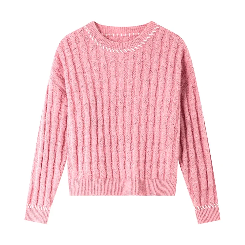 VIMLY Donna Office Lady Maglione Autunno 2025 O-Collo Maglieria Casual Solid Bottoming Maglia Pullover Donna Manica lunga Top 73227