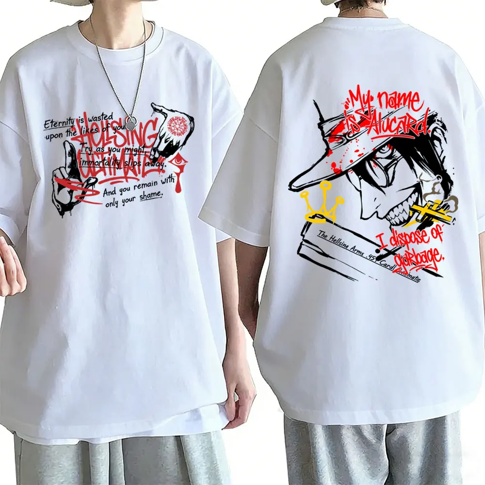 Anime Hellsing Vampire Alucard Graphic Print T-shirt Men Women Manga Oversized Tshirt Streetwear Male Gothic Rock T Shirts Tops