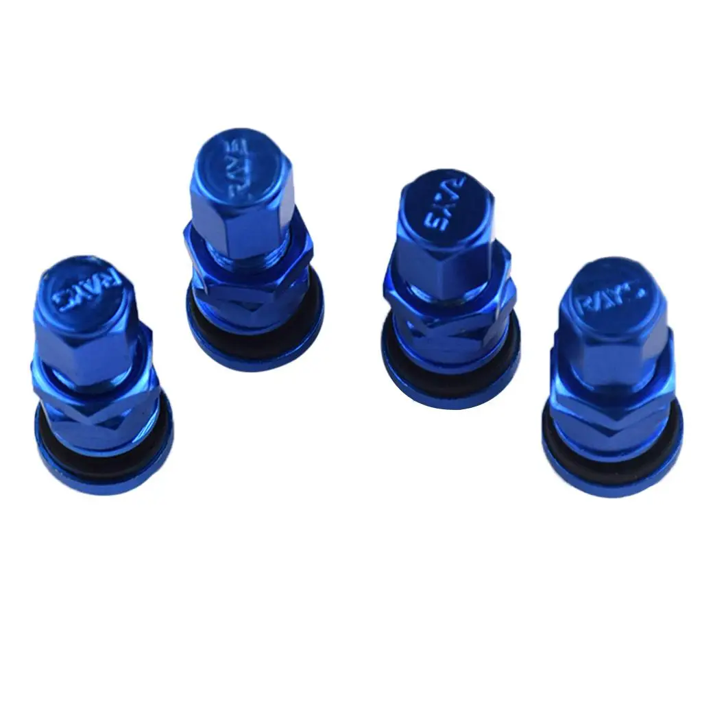 Blue Tubeless Adapter in Wheel Rim Tire Valve Stem Cover 4 Pcs for Car