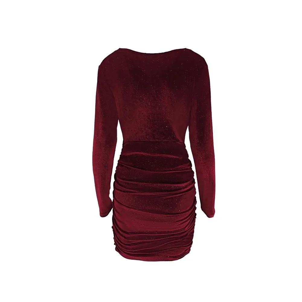 Grande taille 1XL-5XL nouvelles femmes à la mode élégant couleur unie robe mi-longue dames décontracté à manches longues robe à paillettes