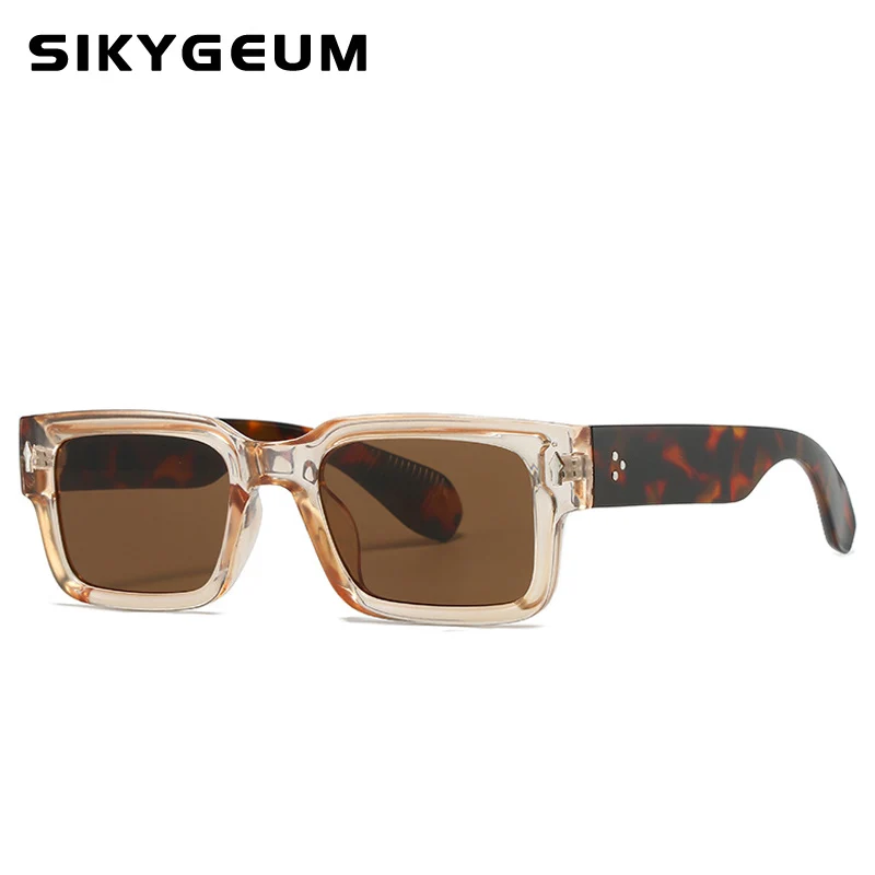 SIKYGEUM Vintage Rectangle Frame Sunglasses Men Fashion Retro Sun Glasses Luxury Brand Design UV400 Shades Eyewear Women Goggles