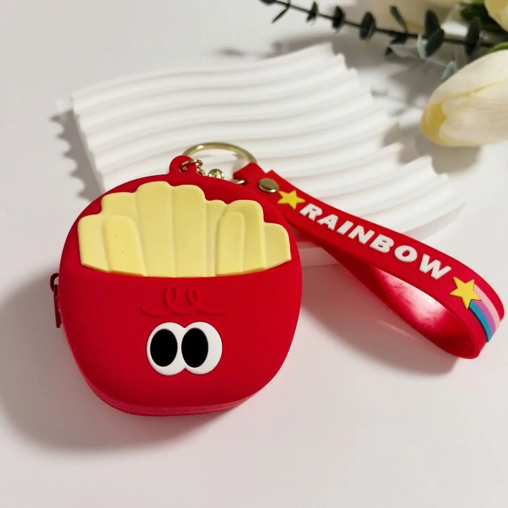 Lovely Food Silicone Coin Purse Creative Hamburger Cartoon Keychain Bag Chocolate Pie Portable Earphone Bag Couple