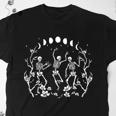 17 Gothic shirt T tee Trendy Design Goth Skeletons Funny D