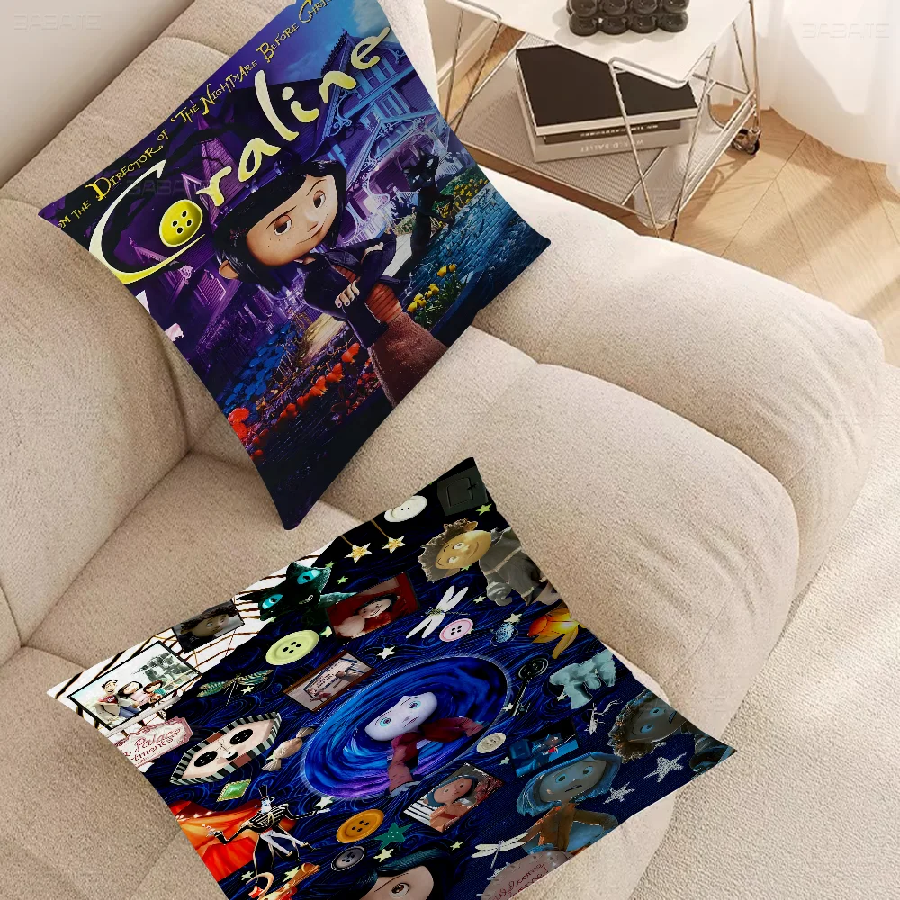 

Anime Movie C-Coraline Pillowcase Toon Gift Cushion Cover Bedroom Home Sofa Chair Seat Decor Pillow Case