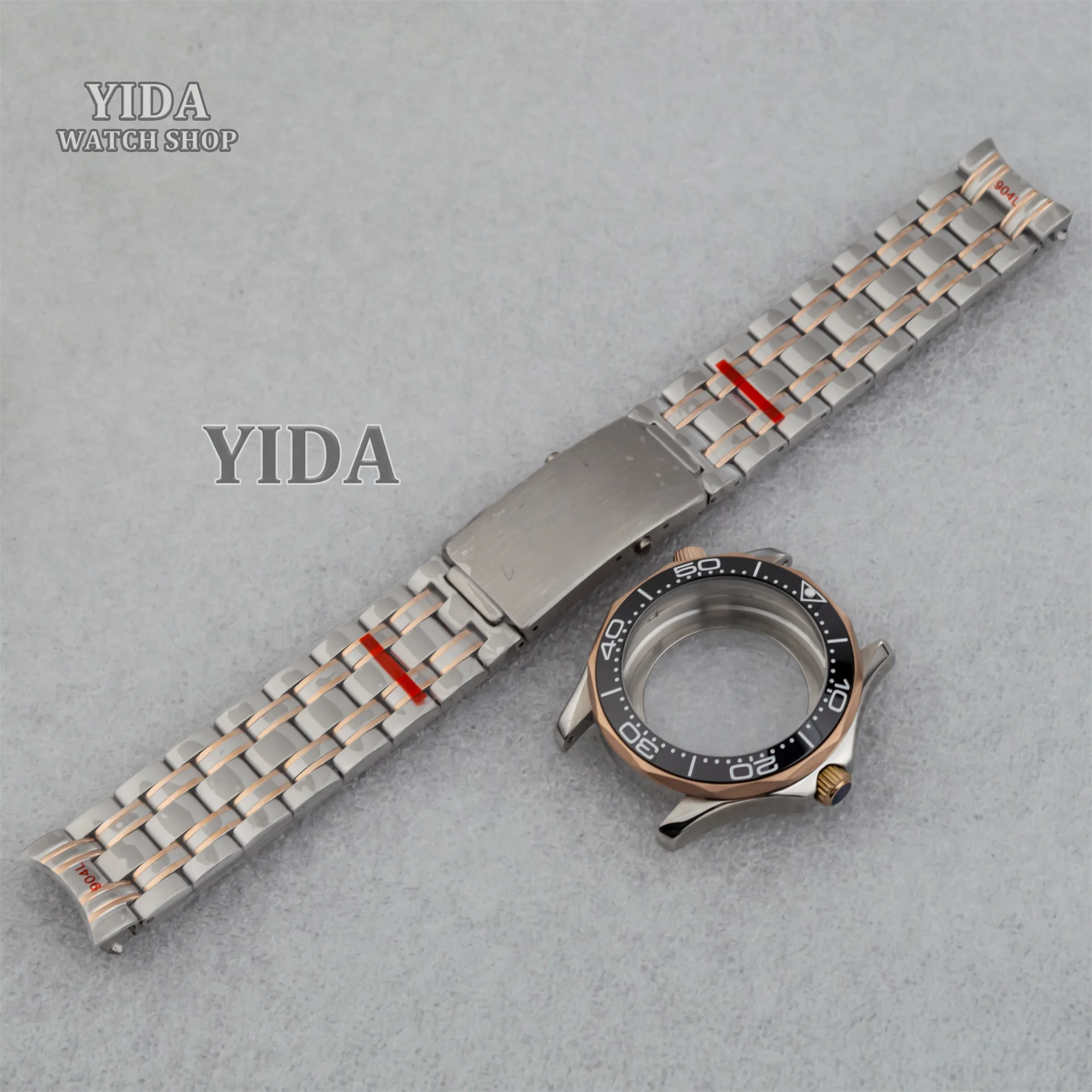 41MM NH35 Watch Case Rose Gold Band Sapphire Glass 100M Waterproof for Seamaster 300 NH35/NH36 Automatic Movement Accessories