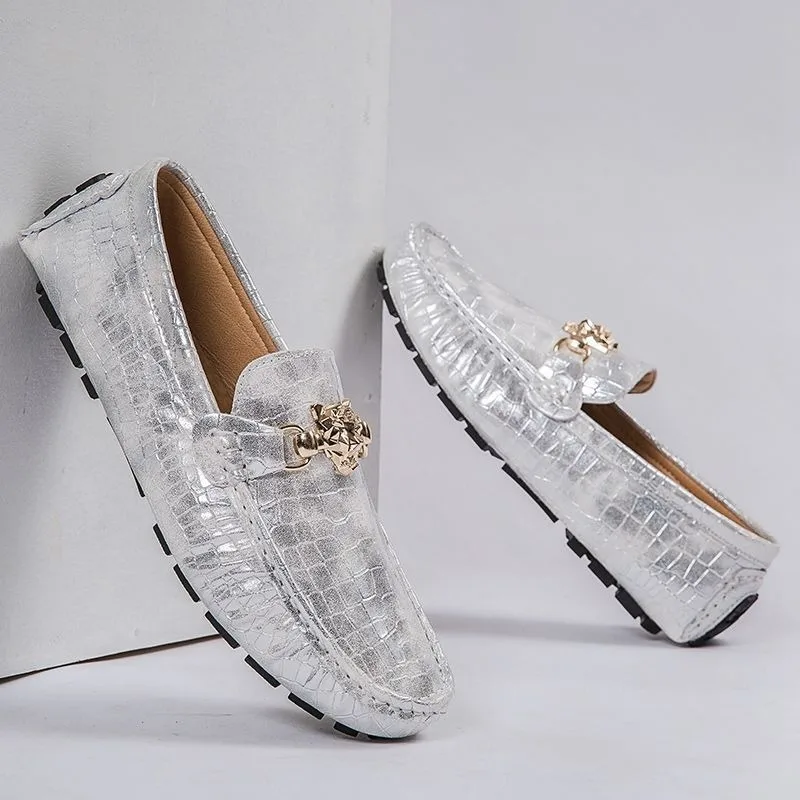 زخرفة المعادن الانزلاق على رجل حذاء كاجوال مصمم رجل أحذية خفيفة بدون كعب أحذية الزفاف القيادة الرجال الفاخرة تنيس masculino عادية #2