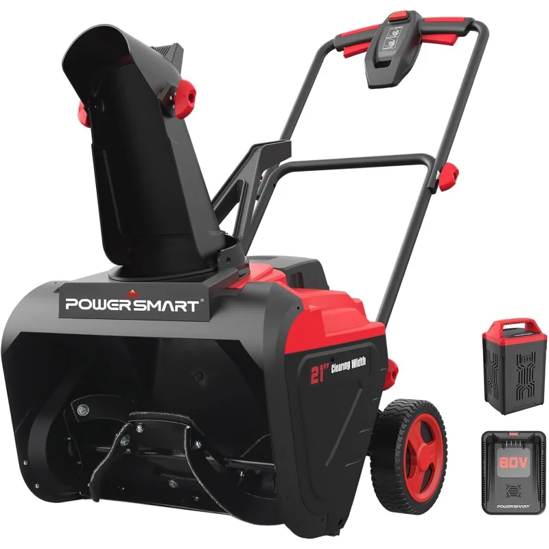 

PowerSmart 80V 21" Single Stage Cordless Snow Blower, 6.0Ah Battery and Charger Included