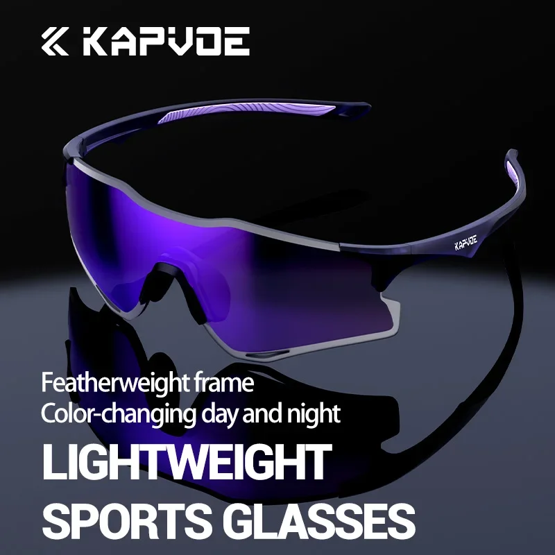 Okulary sportowe Kapvoe dla mężczyzn, lekkie okulary do biegania, okulary przeciwsłoneczne fotochromowe UV400 dla kobiet, okulary rowerowe, gogle trekkingowe