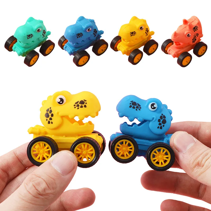 子供用恐竜プルバックカー、マカロンカラー、T-Rex慣性車、学校に戻るギフト、新品5パック