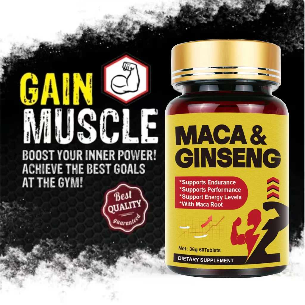 American Maca+Ginseng Capsule, 60 tablets, 100% pure, non-transgenic, supporting reproductive health, natural energy supplement.